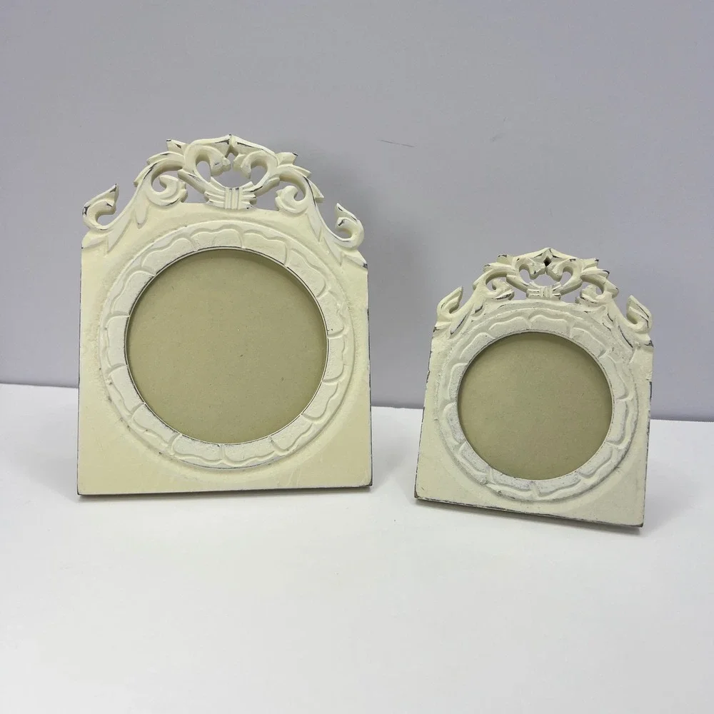 Vintage Ornate Cream Picture Frame Set of 2 Scrollwork Victorian Regency‎ Shabby